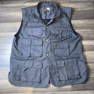 Rio Bravo Utility Vest Mens L Gray Fishing Tactical Multi Pocket Y2K Gorpcore